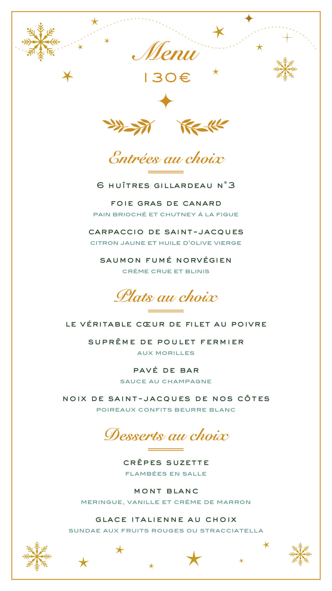 Menu fêtes restaurant Le Drakkar Deauville 2025